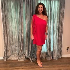 Red One Shoulder Hello Miss Dress🔥